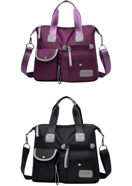 2x Kadın Büyük Kapasiteli Rahat Omuz Çantası Oxford Bez 2 Renkler Su Geçirmez Ayarlanabilir (Yurt Dışından)