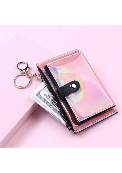 Kadın Cüzdan Bifold Para Cep Kartı Tutucu Çanta Anahtarı Pembe (Yurt Dışından)