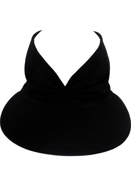 Elastik Kadınlar Yaz Vizörü Oyuk Üst Açık Güneş Koruma Şapkası Gorras Cpas Siyah (Yurt Dışından)