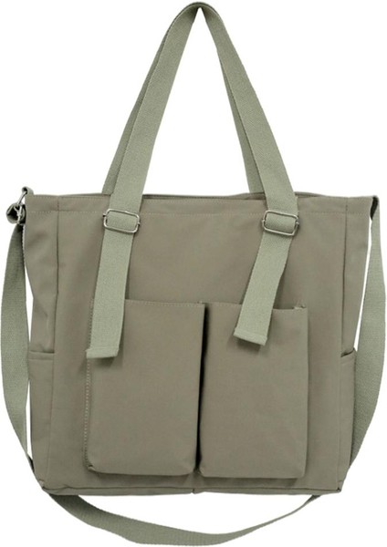 Rahat Omuz Çantası Çanta Moda Alışveriş Kadın Tuval Su Geçirmez Çanta Yeşil (Yurt Dışından)