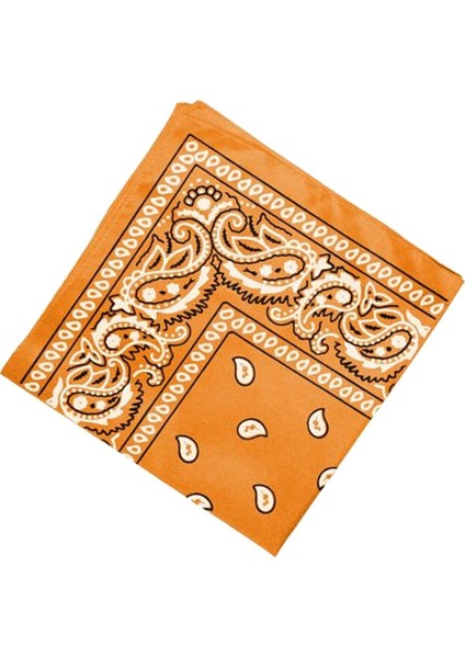 % 100 Pamuk Paisley Kovboy Bandana Eşarp Kafa Şarfı Saç Band Kerchief Turuncu (Yurt Dışından) fırsatları