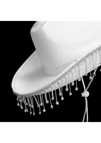 Beyaz Gelin Kristal Cowgirl Şapka Kovboy Şapka Parti Kadınlar Için Lehine Yetişkin (Yurt Dışından) modelleri