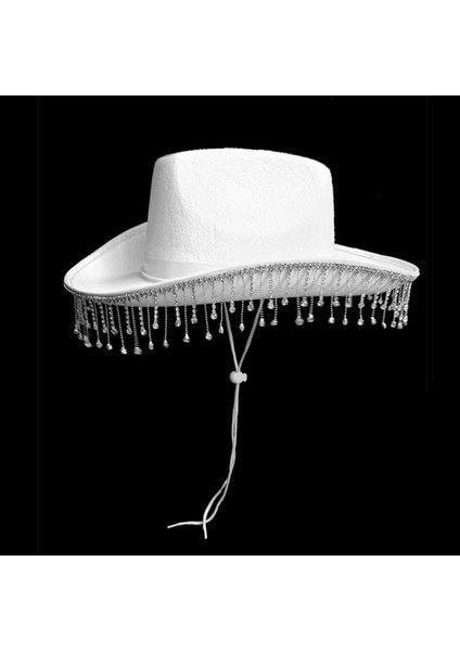 Beyaz Gelin Kristal Cowgirl Şapka Kovboy Şapka Parti Kadınlar Için Lehine Yetişkin (Yurt Dışından) fırsatları