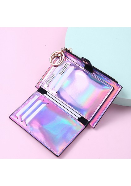 Women Cüzdan Bifold Para Cep Kartı Tutucu Çanta Keychain Mor (Yurt Dışından) fiyatları