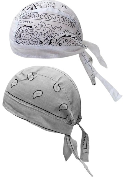 Bisiklet Korsan Şapkaları Bandana Beanie Kask Astar Baş Sargısı Fular Beyaz Açık Gri (Yurt Dışından)