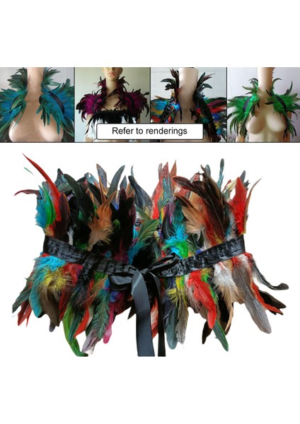 Sahte Tüy Şal Tüyü Gotik Tüy Yeleği Kadınlar Için Kostüm Multi (Yurt Dışından)