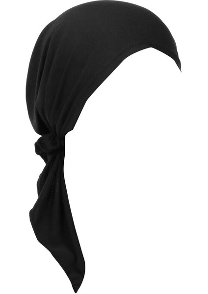 Kadın Yumuşak Beanie Hat Kanser Saç Deskesi Ön Bağlı Türban Eşarp Kara Siyah (Yurt Dışından)