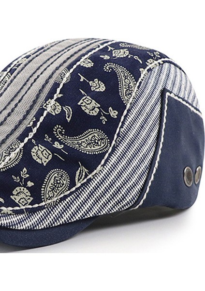 Erkekler Pamuk Düz Kapağı Gazlı Newsboy Şapkası Ayarlanabilir Toka Fahion Paisley Desen Koyu Mavi (Yurt Dışından) indirimleri