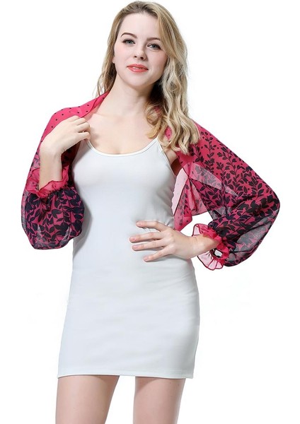 Kadın Şifon Uzun Kollu Shrug Cape Battaniye Wrap Panço Şal Gül Kırmızı Çiçek Tops (Yurt Dışından) fiyatları