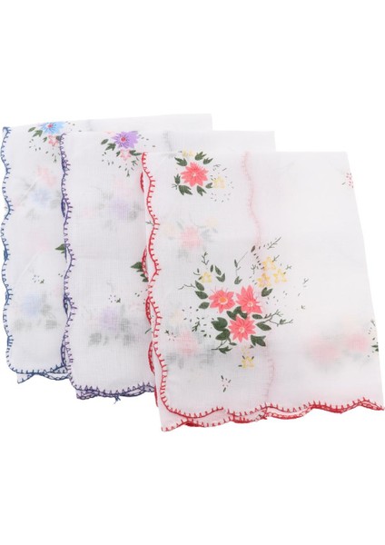 Güzel 3pcs Bayan Pamuk Çiçek Dantel Mendil Hanky Kerchief Hankies (Yurt Dışından)