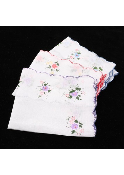 Güzel 3pcs Bayan Pamuk Çiçek Dantel Mendil Hanky Kerchief Hankies (Yurt Dışından)