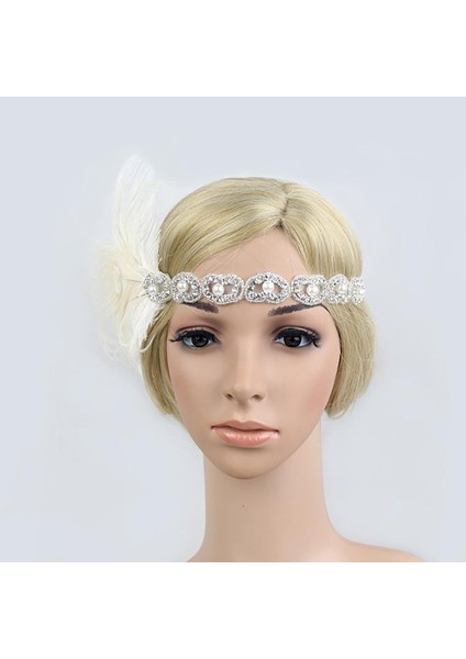 2 Paket Retro Tüy Kafa Bandı 1920'LER Parti Için Rhinestone Başlığı (Yurt Dışından) modelleri