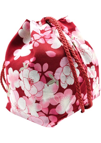 Kiraz Çiçeği Japon Ipli Çanta Kozmetik Sikke Çanta Öğle Yemeği Çantası Kılıfı Şarap Kırmızı Kiraz (Yurt Dışından)