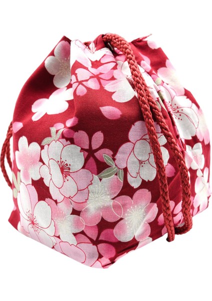 Kiraz Çiçeği Japon Ipli Çanta Kozmetik Sikke Çanta Öğle Yemeği Çantası Kılıfı Şarap Kırmızı Kiraz (Yurt Dışından) fiyatları