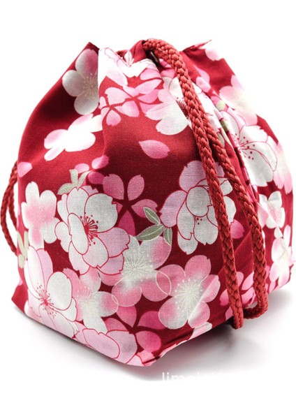 Kiraz Çiçeği Japon Ipli Çanta Kozmetik Sikke Çanta Öğle Yemeği Çantası Kılıfı Şarap Kırmızı Kiraz (Yurt Dışından) modelleri
