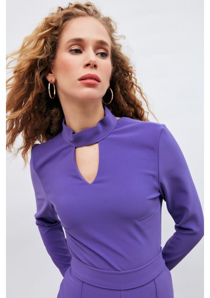 Sırt Detaylı Bodysuit Bluz - Mor fiyatları