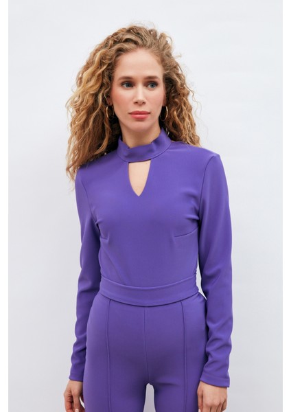 Sırt Detaylı Bodysuit Bluz - Mor modelleri