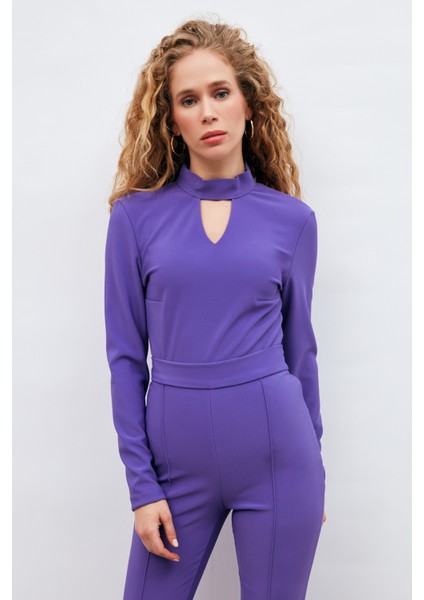 Sırt Detaylı Bodysuit Bluz - Mor indirimleri