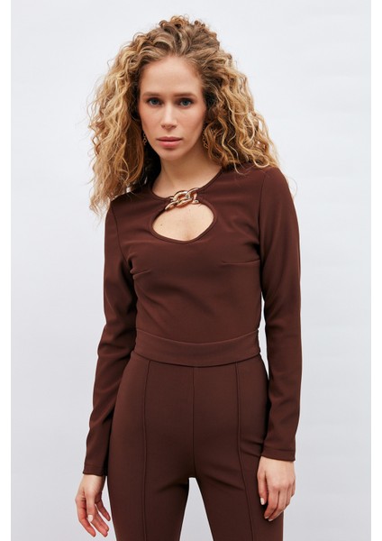 Zincir Detaylı Bluz - Kahve fiyatları