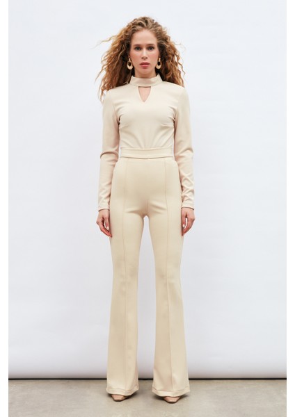 Ispanyol Paça Pantolon - Bej