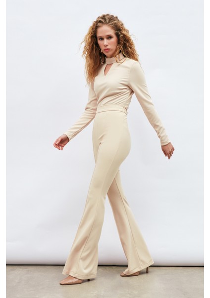 Ispanyol Paça Pantolon - Bej modelleri