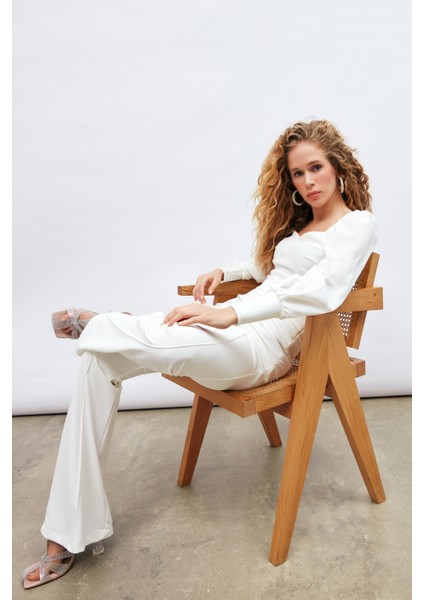 İspanyol Paça Pantolon - Ekru indirimleri