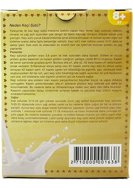 Aşçıanne Keçi Sütlü Sade Makarna Boncuk 250GR