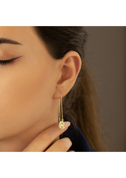 Monogram Gümüş Küpe Kadın İsimli Gümüş Küpe modelleri