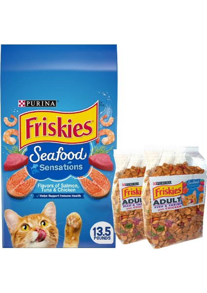 Friskies Seafood Somon Ton Balıklı ve Tavuklu Yetişkin Kedi Maması 2kg Ekopaket