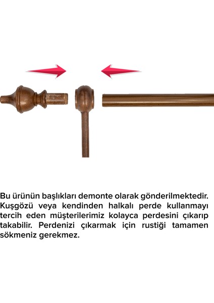 Demonte Modern Başlıklı Ceviz Ahşap Rustik Perde Askısı - Raysız modelleri