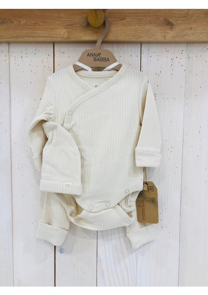 Kaşkorse Yenidoğan Bebek Şapka Çıtçıtlı Zıbın Pantolon 3'lü Set