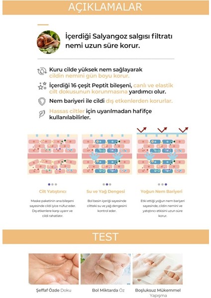 PEKAH 16 Peptit Ve Snail Müsini İçeren Healing Snail Yüz Maskesi