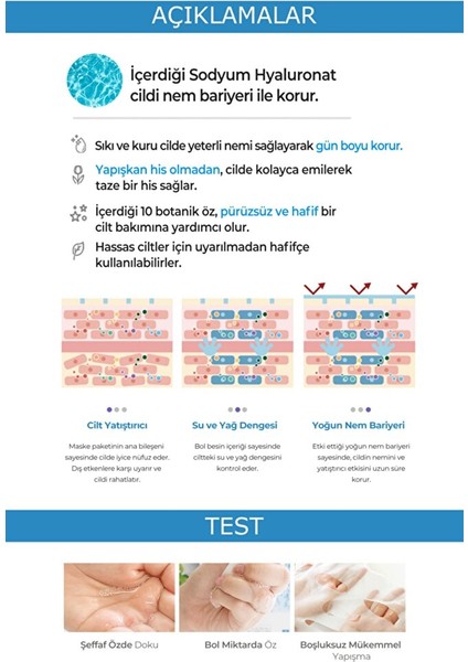 PEKAH 10 Bitki Özü ve Hyalüronik Asit Içeren Nemlendirici Besleyici Tazeleyici Yüz Maskesi