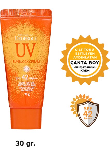 DEOPROCE Cilt Tonunu Eşitleyen&Aydınlatan Yüksek Koruma Faktörlü Güneş Kremi 30g UV Sunblock Cream