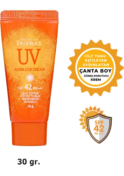 DEOPROCE Cilt Tonunu Eşitleyen&Aydınlatan Yüksek Koruma Faktörlü Güneş Kremi 30g UV Sunblock Cream