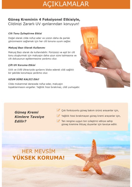 DEOPROCE Cilt Tonunu Eşitleyen&Aydınlatan Yüksek Koruma Faktörlü Güneş Kremi 30g UV Sunblock Cream