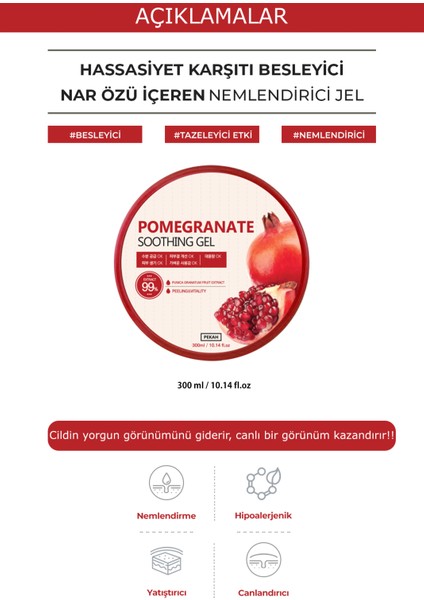 PEKAH Nar Özlü Hassasiyet Karşıtı Besleyici & Nemlendirici Jel 300ml Pomegranate Soothing Gel