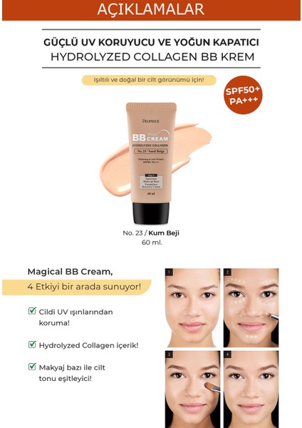 DEOPROCE Deniz Kolajeni İçeren Yoğun Kapatıcı BB Krem SPF50+ PA+++ NO:23 60ml Magic BB Cream