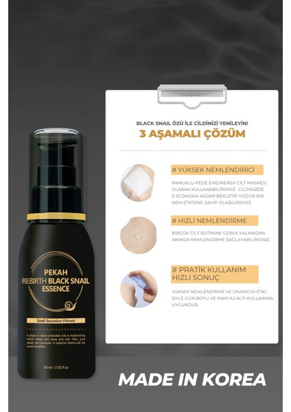 PEKAH Onarıcı Yenileyici Anti-aging Saf Rebirth Black Snail Essence