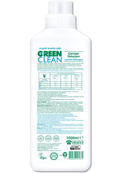 Green Clean Bitkisel Çamaşır Deterjanı 1000ML