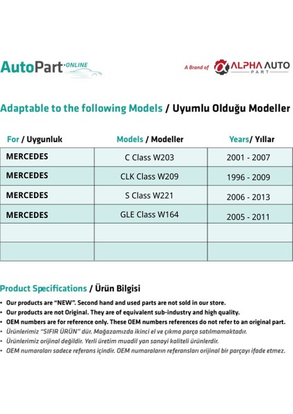 Mercedes C Class W203 Için Havalandırma Hortum Ucu