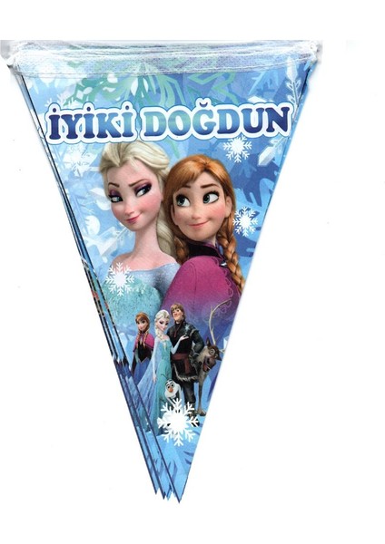Frozen (Karlar Ülkesi) Temalı Temalı Üçgen Flama Bayrak Süs