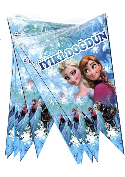 Frozen (Karlar Ülkesi) Temalı Temalı Üçgen Flama Bayrak Süs