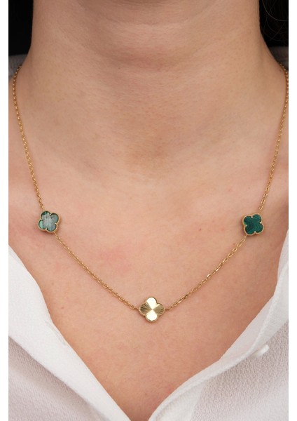 Güzide 14 Ayar Altın Yeşil Yonca Kolye fiyatları