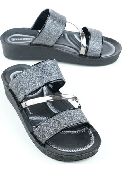 Kadın Yazlık Toz Parıltılı Terlik Suni Deri Malzeme ile Günlük Kullanım için Uygun