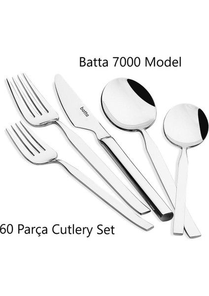 60 Parça 12 Kişilik Çatal Kaşık Bıçak Takımı 7000 Model