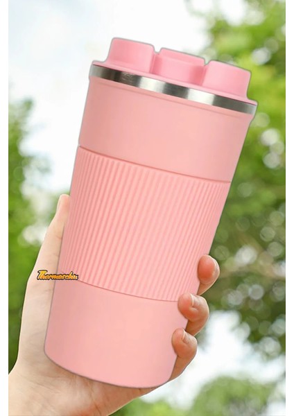 500 ml Kişiye Özel Siyah Termos Mug Kupa, Çay Kahve Kamp Termos, Çift Katmanlı Paslanmaz Çelik Araç Içi Termos