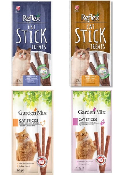 Reflex Tavşanlı ve Biftekli Stick Garden Mix Tavuklu ve Ciğerli Stick