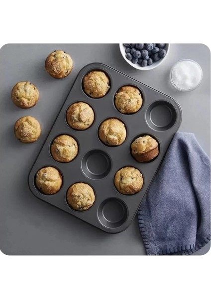 12'li Kapsül Muffin Kalıbı Kek Kurabiye Cupcake Fırın Muffin Kalıbı