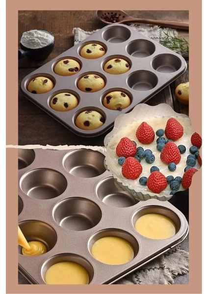 12'li Kapsül Muffin Kalıbı Kek Kurabiye Cupcake Fırın Muffin Kalıbı